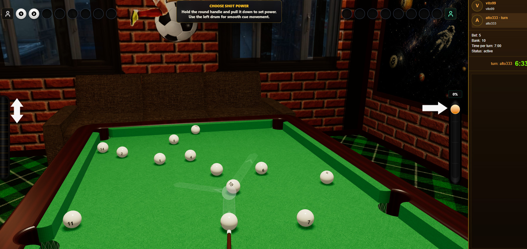 Free-to-play 3D Billiards