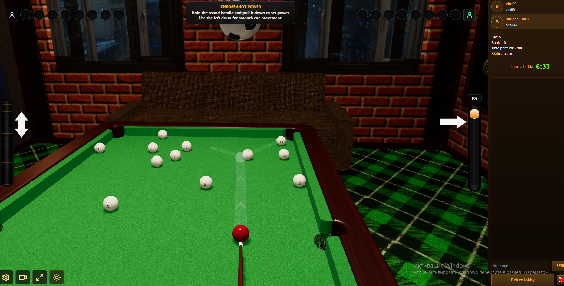 3D multiplayer Pyramid billiards