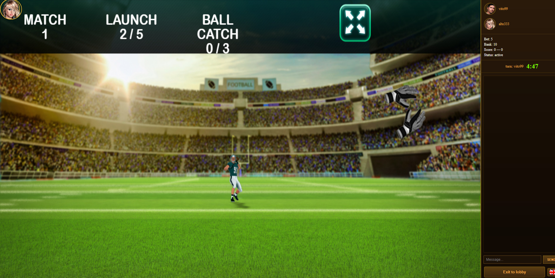 American football multiplayer betting game