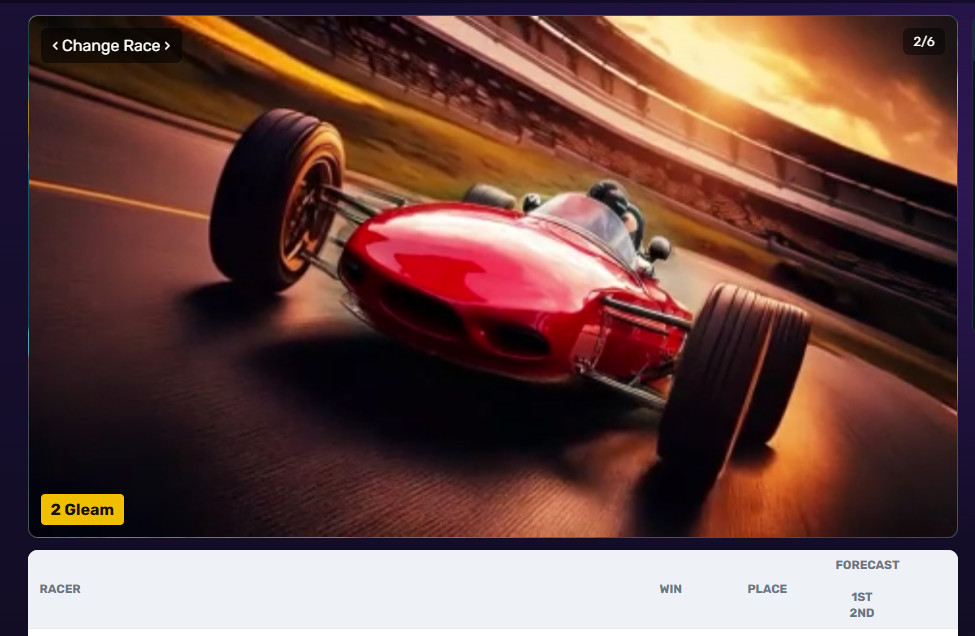 Formula 1 racing virtual sports betting game.