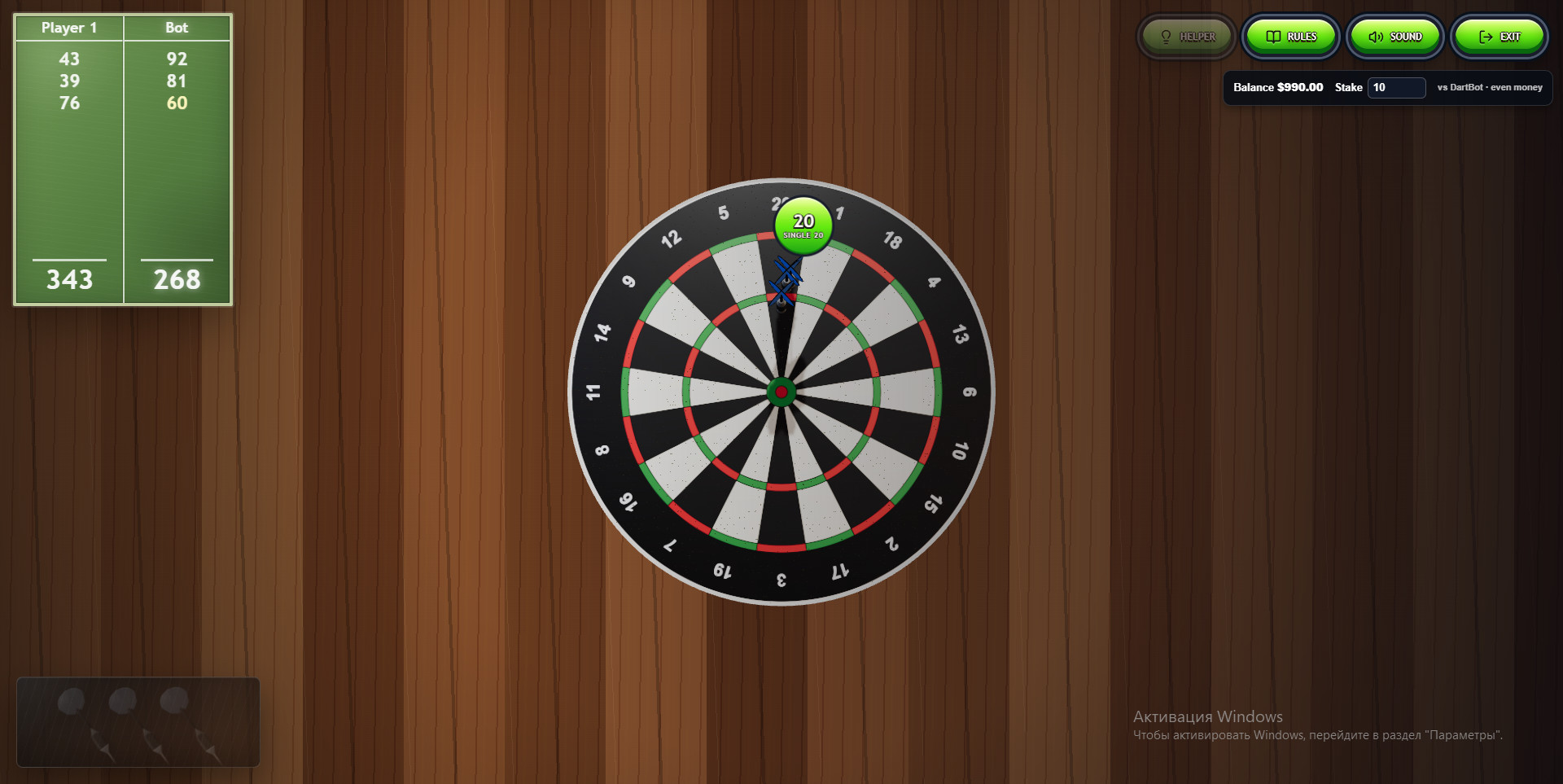 Darts-themed crash game for casinos, supporting both demo and real-money betting.