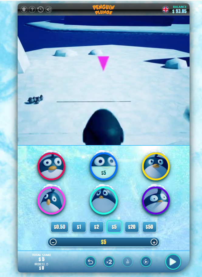 Penguin Plunge is a virtual sport game that supports real-money betting.